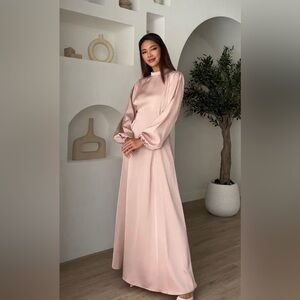 Pink Satin Maxi Dress